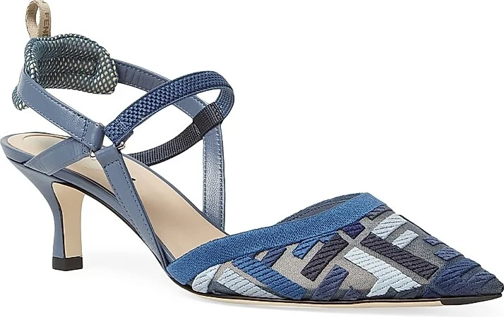 Women's Colibri FF Logo Print 55MM Slingback Pumps - Blue Grey - Size 6 - Image 2