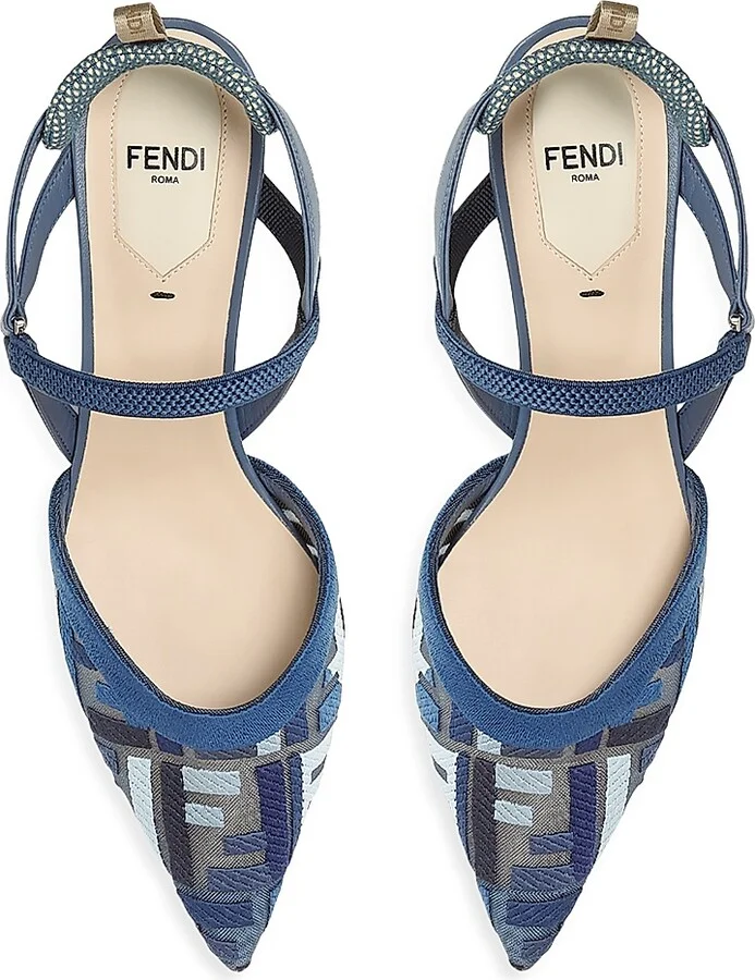 Women's Colibri FF Logo Print 55MM Slingback Pumps - Blue Grey - Size 6 - Image 4