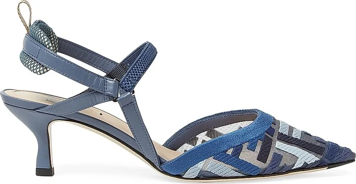 Women's Colibri FF Logo Print 55MM Slingback Pumps - Blue Grey - Size 6