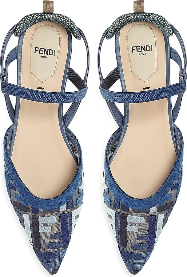 Women's Colibri FF Logo Slingback Flats - Blue Grey - Size 6 - Image 4