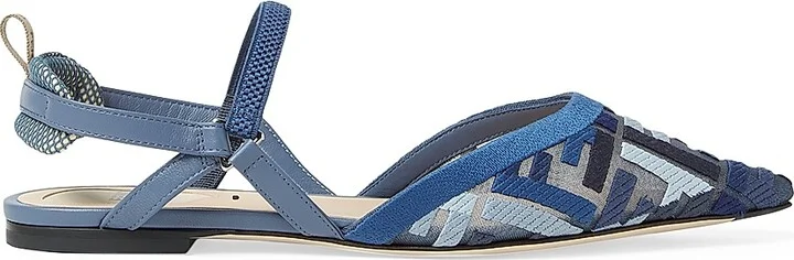 Women's Colibri FF Logo Slingback Flats - Blue Grey - Size 6