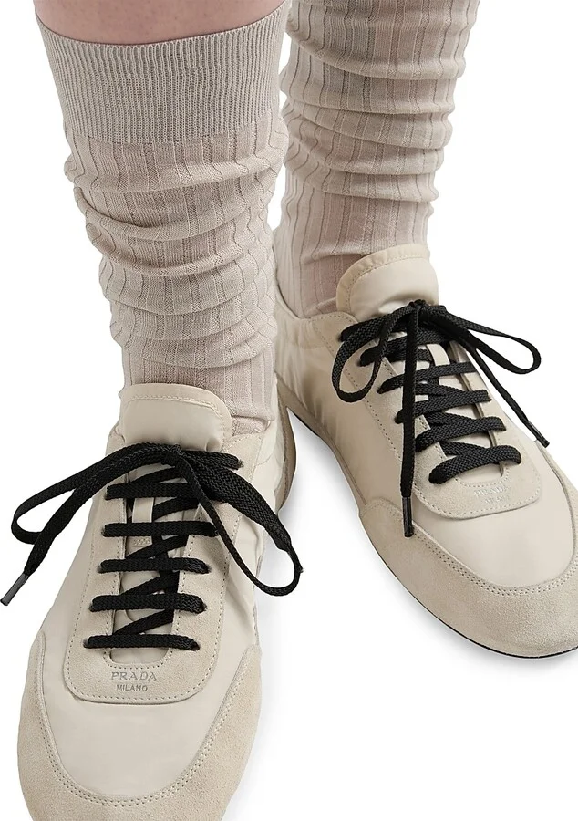 Women's Collapse Re-Nylon and Suede Sneakers - Beige Khaki - Size 6 - Image 2