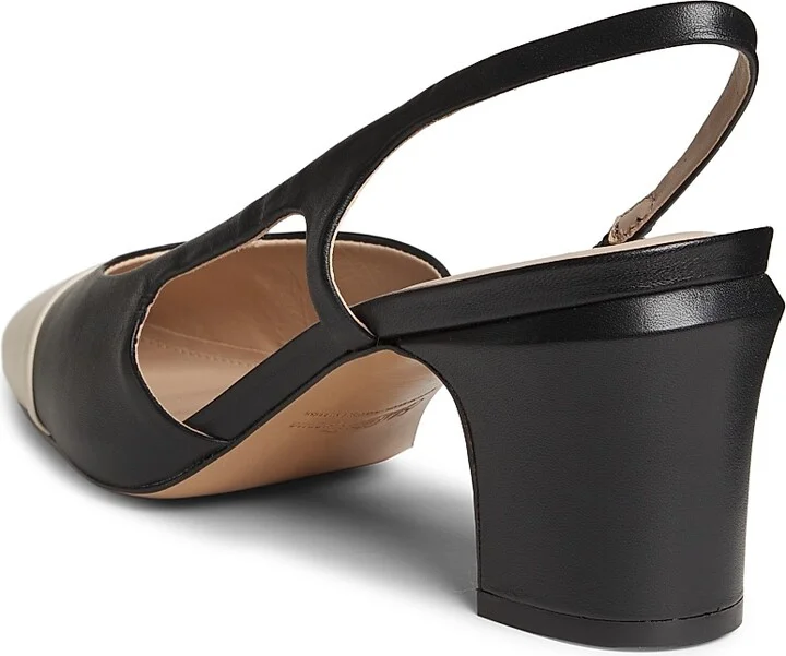Women's COLLECTION 60MM Leather Slingback Pumps - Black Cream - Size 5 - Image 3