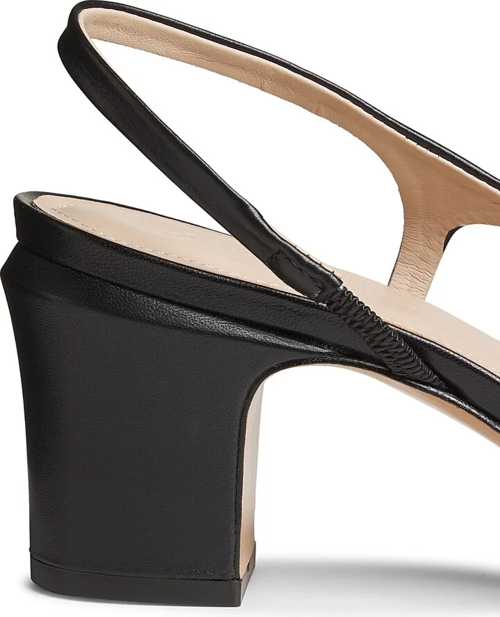Women's COLLECTION 60MM Leather Slingback Pumps - Black Cream - Size 5 - Image 5