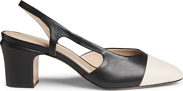 Women's COLLECTION 60MM Leather Slingback Pumps - Black Cream - Size 5