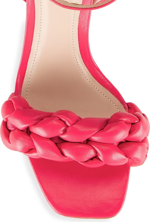 Women's COLLECTION Braided Leather Block-Heel Sandals - Magenta - Size 5.5 - Image 4