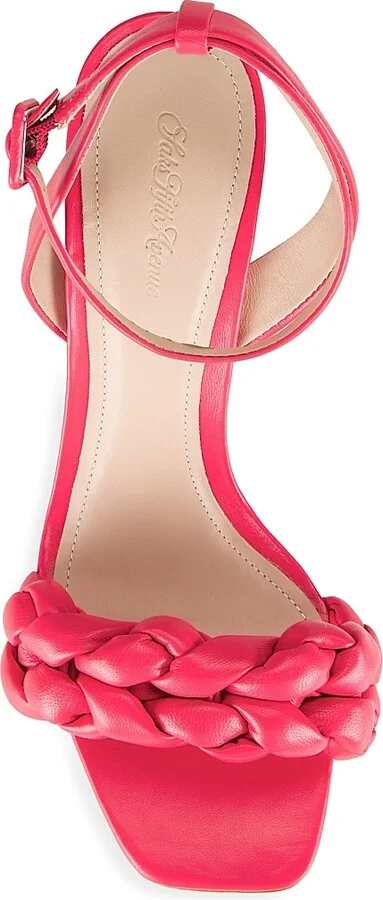 Women's COLLECTION Braided Leather Block-Heel Sandals - Magenta - Size 5.5 - Image 5