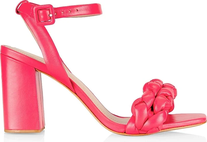 Women's COLLECTION Braided Leather Block-Heel Sandals - Magenta - Size 5.5