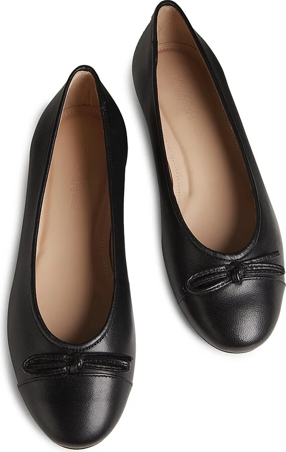Women's COLLECTION Leather Ballet Flats - Black - Size 5 - Image 4