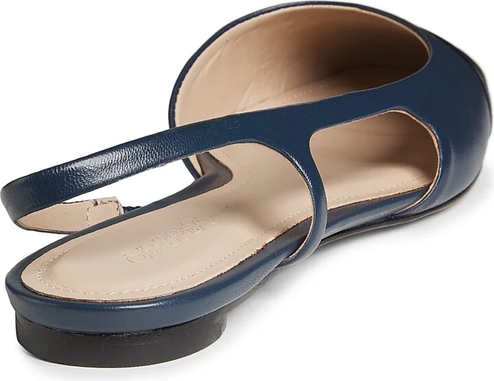 Women's COLLECTION Leather Slingback Flats - Cream Black - Size 5 - Image 8