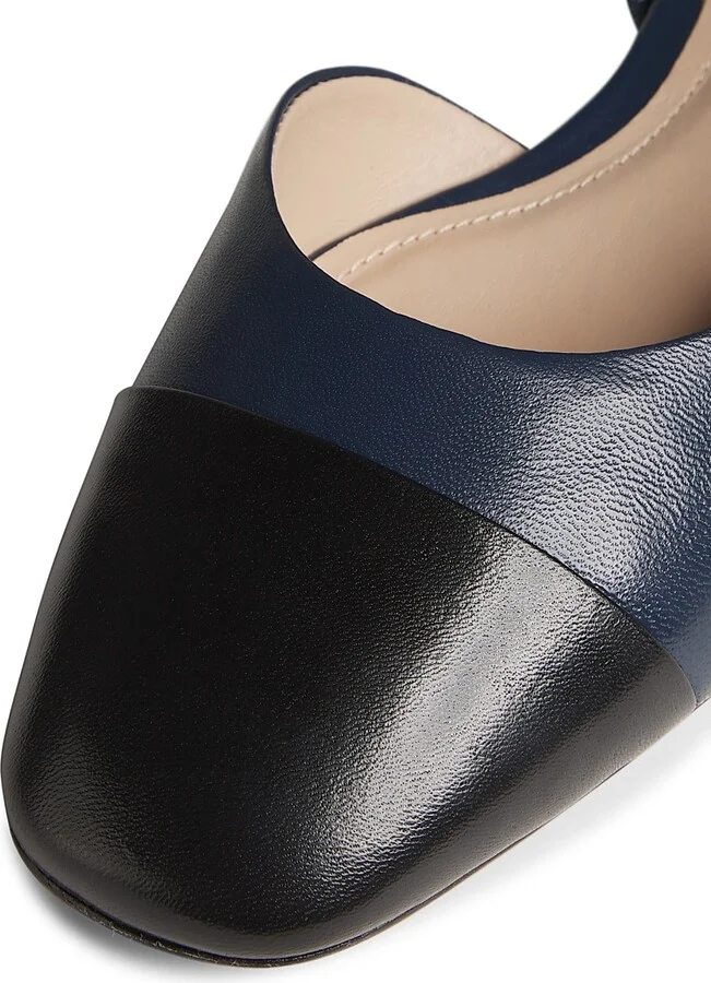 Women's COLLECTION Leather Slingback Flats - Cream Black - Size 5 - Image 10