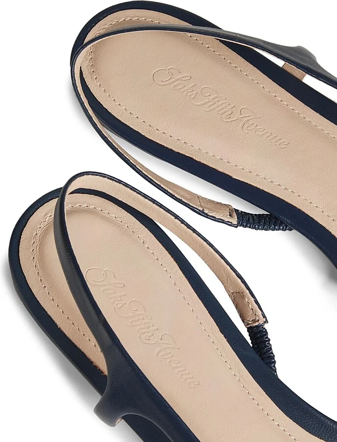 Women's COLLECTION Leather Slingback Flats - Cream Black - Size 5 - Image 11