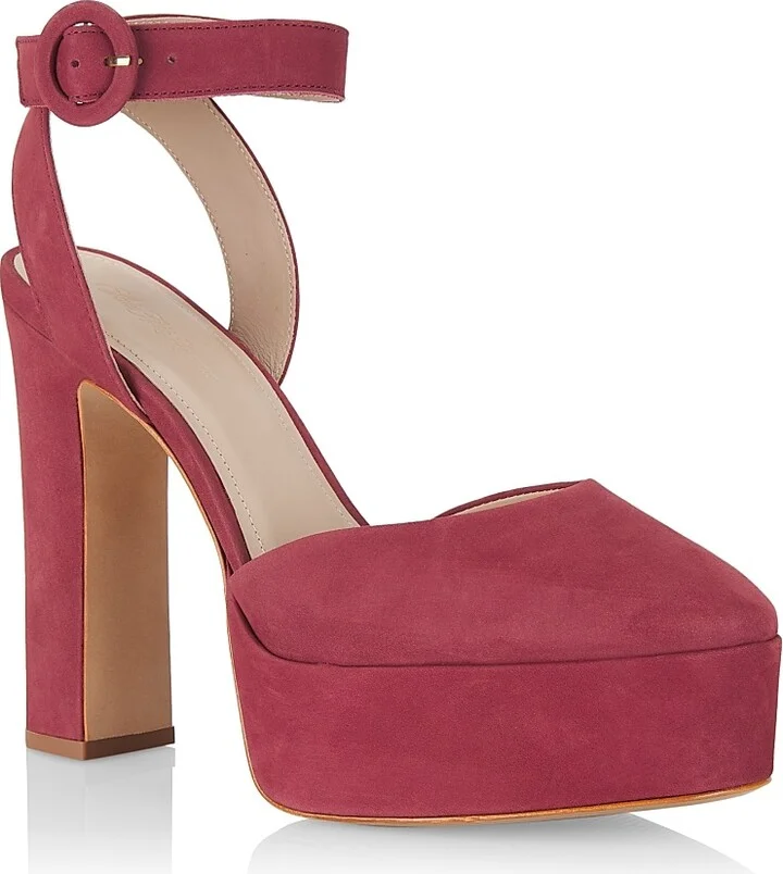 Women's COLLECTION Mary Jane Suede Platform Pumps - Wine - Size 8.5 - Image 2