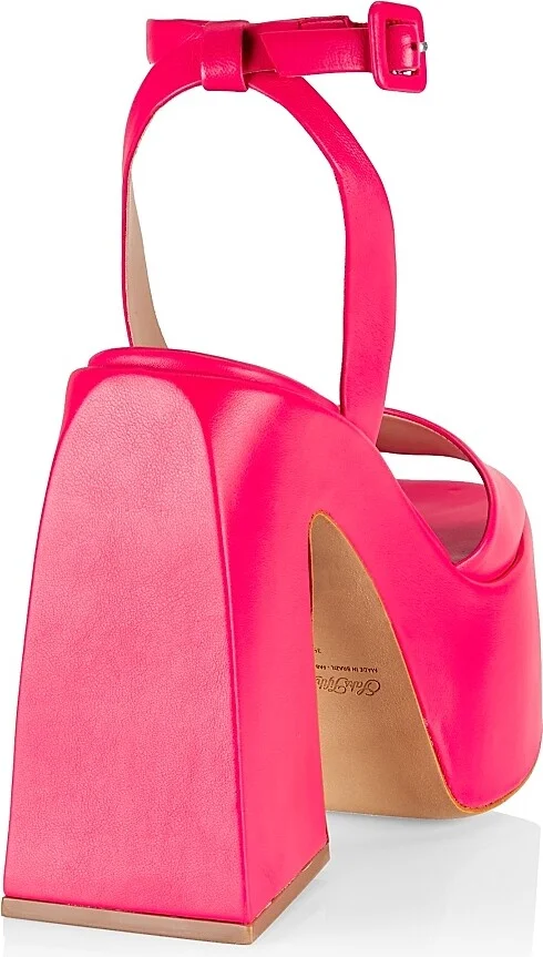 Women's COLLECTION Sky-high Platform Leather Sandals - Magenta - Size 6 - Image 3