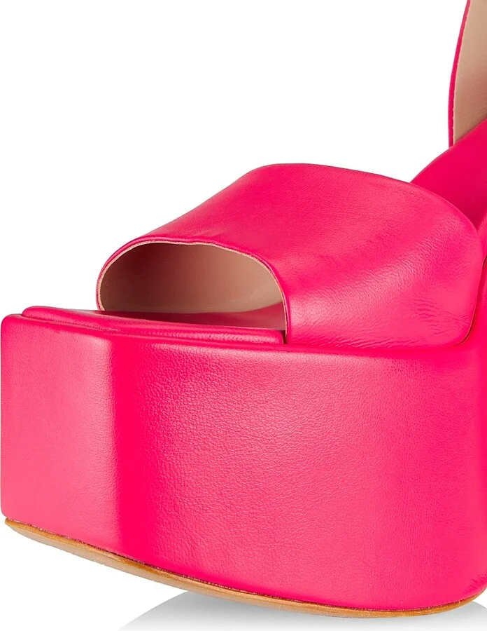 Women's COLLECTION Sky-high Platform Leather Sandals - Magenta - Size 6 - Image 6