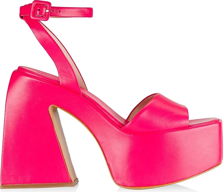 Women's COLLECTION Sky-high Platform Leather Sandals - Magenta - Size 6