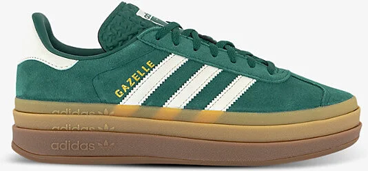 Womens Collegiate Green Offwhit Gazelle Bold Brand-Stripe Suede Low-Top Trainers Eur 38/5 Uk Women