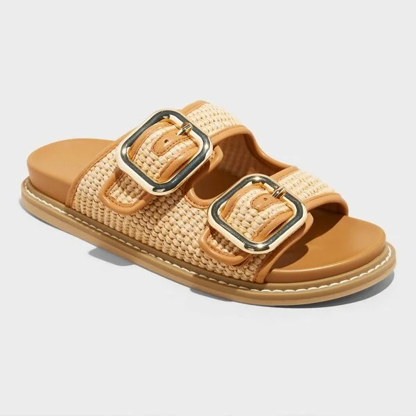 Women's Collin Slide Sandals - Universal Thread™ : Slip-On, Contoured Footbed, Cushioned Insole, Open Toe