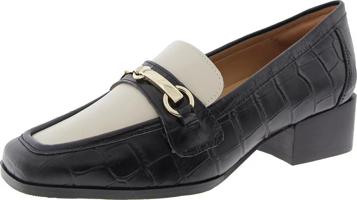 Womens Colorblock Leather Loafer Heels