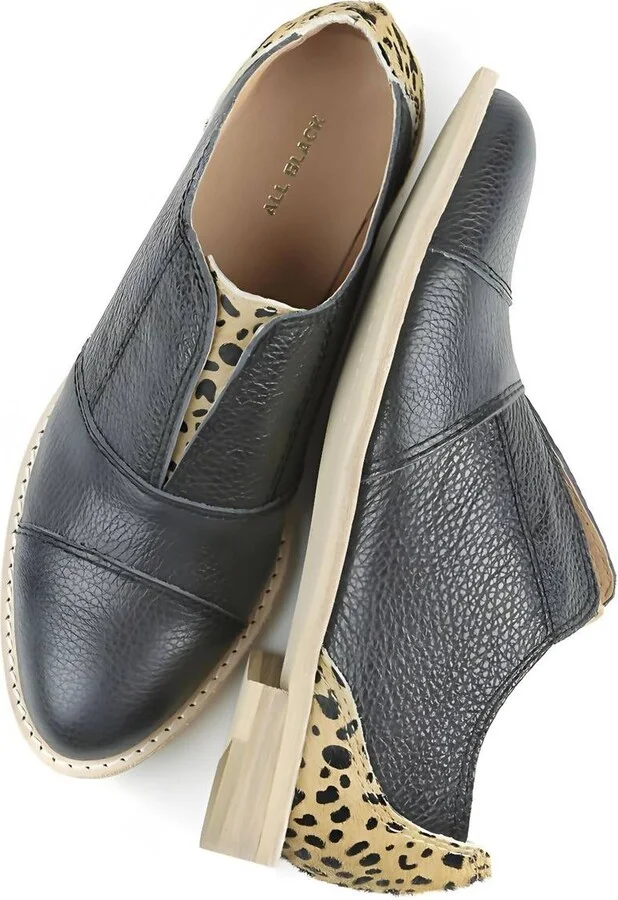 Women's Colorful Cowman Oxford In Black Leopard