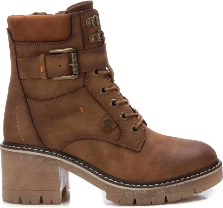 Women's Combat Booties In Camel