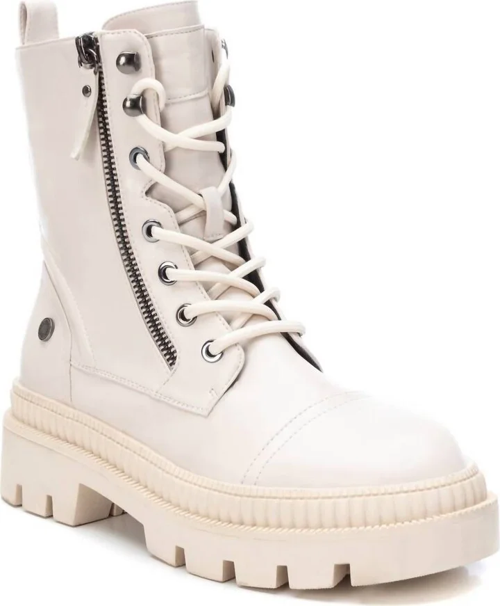 Women's Combat Boots In Open White