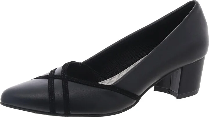 Womens Comfort Insole Faux Leather Block Heels