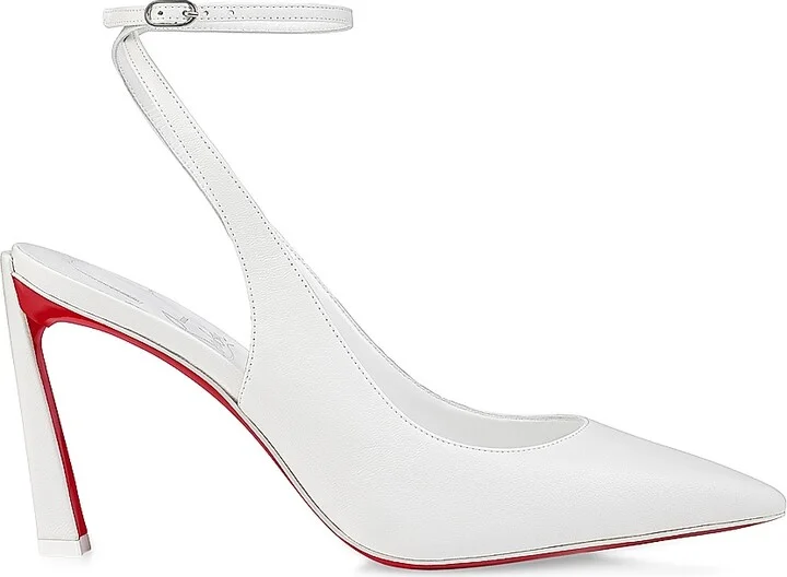 Women's Condora Strap 85MM Leather Pumps - Bianco - Size 5