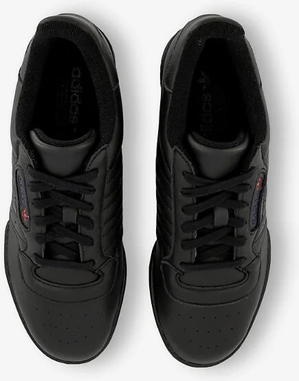 Womens Core Black Powerphrase Leather Low-Top Trainers 12 - Image 2
