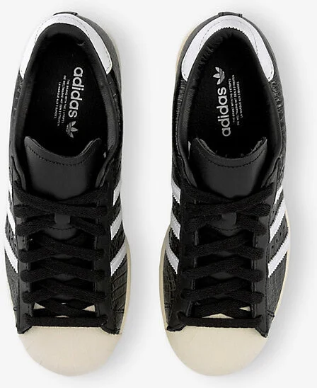 Womens Core Black White Superstar Vintage Logo-Print Leather Low-Top Trainers 8.5 - Image 2