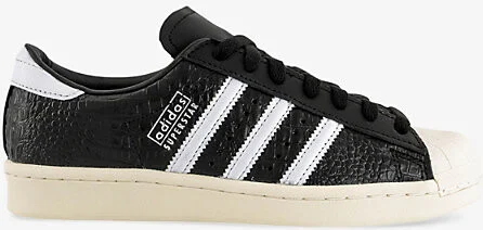 Womens Core Black White Superstar Vintage Logo-Print Leather Low-Top Trainers 8.5