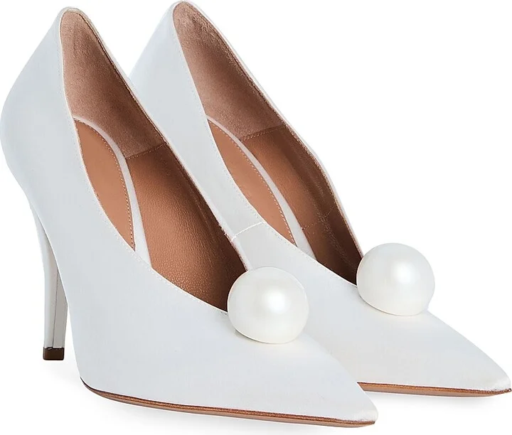 Women's Corinna 95MM Satin Pumps - Winter White Pearl - Size 6 - Image 2
