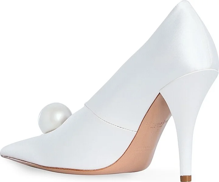 Women's Corinna 95MM Satin Pumps - Winter White Pearl - Size 6 - Image 3