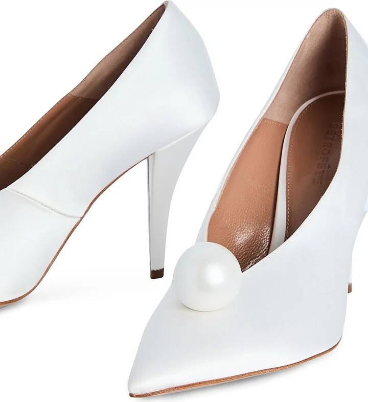 Women's Corinna 95MM Satin Pumps - Winter White Pearl - Size 6 - Image 5