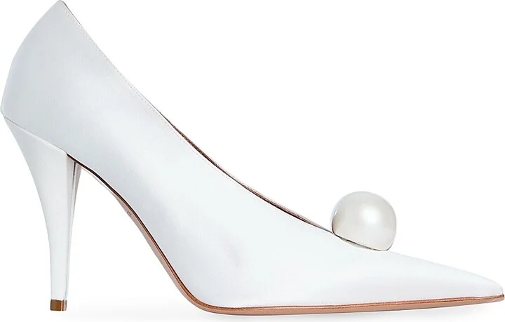 Women's Corinna 95MM Satin Pumps - Winter White Pearl - Size 6