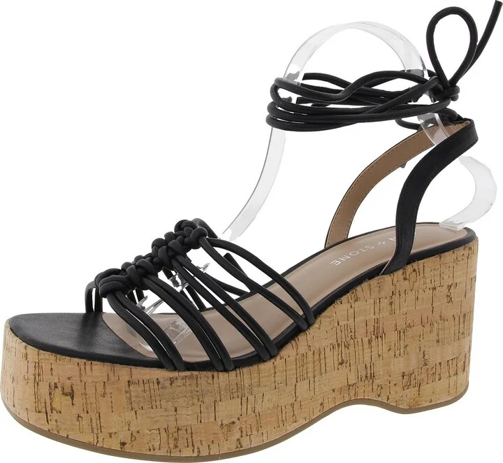 Womens Cork Faux Leather Lace-Up