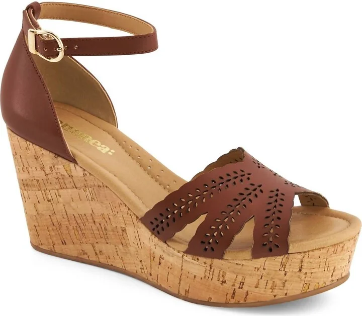 Women's Cork Wedge Espadrilles Sandal In Brown