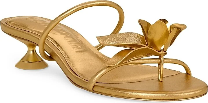 Women's Cosette 35MM Metallic Leather Sandals - Brass - Size 6.5 - Image 2