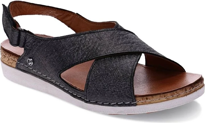 Women's Cottesloe Back Strap Sandal In Black Linen