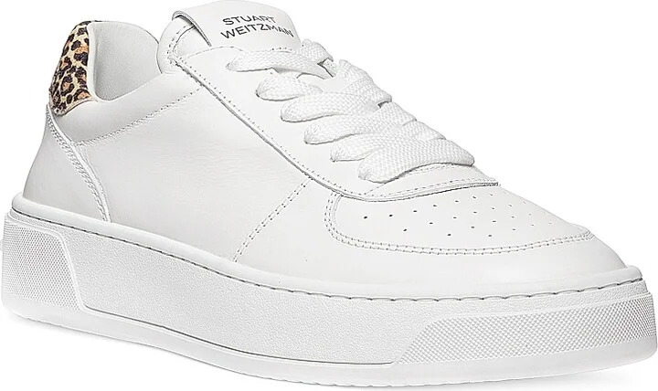 Women's Courtside Leather Low-Top Sneakers - White Leopard - Size 11 - Image 2