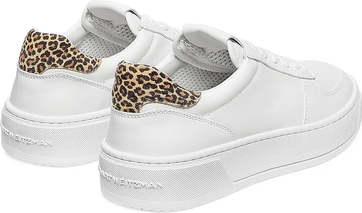 Women's Courtside Leather Low-Top Sneakers - White Leopard - Size 11 - Image 3