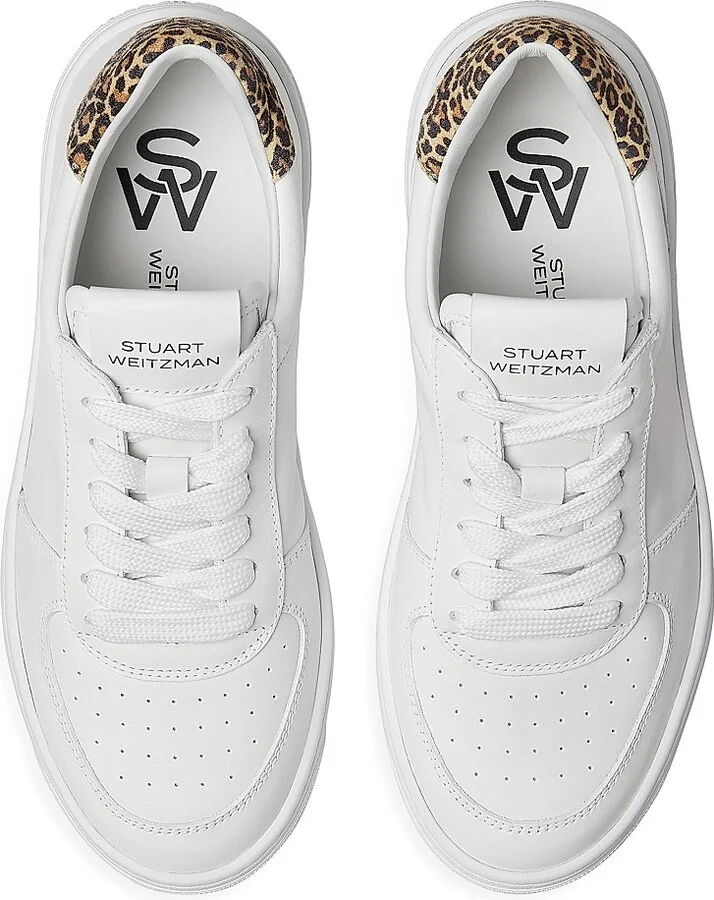 Women's Courtside Leather Low-Top Sneakers - White Leopard - Size 11 - Image 4