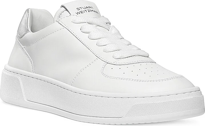 Women's Courtside Leather Low-Top Sneakers - White Silver - Size 10 - Image 2