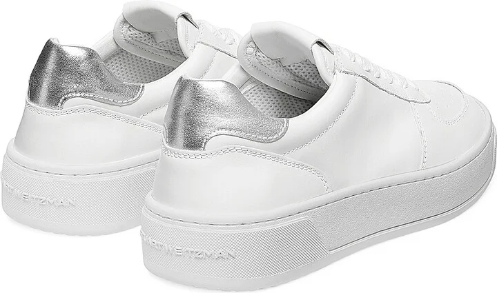 Women's Courtside Leather Low-Top Sneakers - White Silver - Size 10 - Image 3