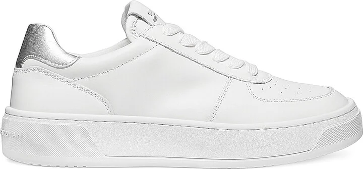 Women's Courtside Leather Low-Top Sneakers - White Silver - Size 10
