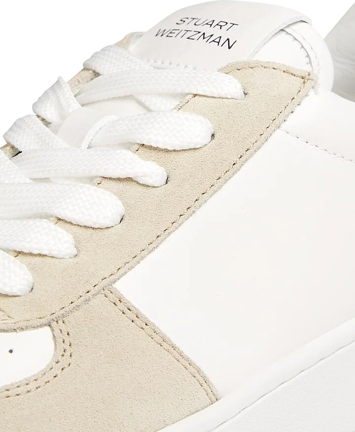 Women's Courtside Low-Top Leather Sneakers - White Beige - Size 10 - Image 5