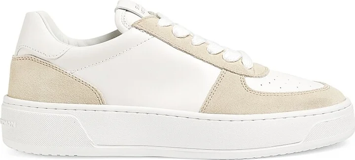 Women's Courtside Low-Top Leather Sneakers - White Beige - Size 10
