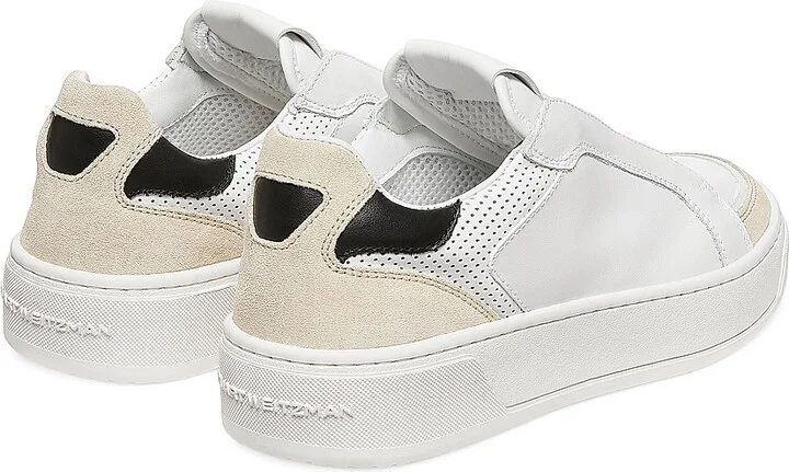 Women's Courtside Retro Leather Low-Top Sneakers - Light Beige White Black - Size 11 - Image 3