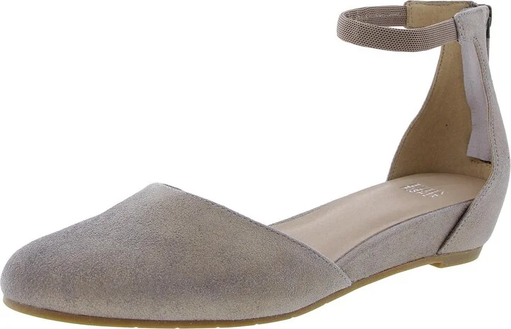 Womens Covered Wedge Metallic Ankle Strap