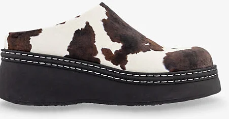 Womens Cow Print Kristi Contrast-Stitched Leather Mules Eur 41 / 8 Uk Women